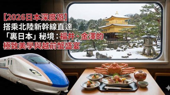 【2026日本深度遊】搭乘北陸新幹線直達「裏日本」秘境：福井、金澤的極致美學與越前蟹盛宴
