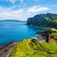 Jeju Island volcanic coastline and blue sea for a three day Jeju City itinerary