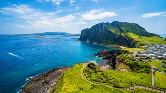 Jeju Island volcanic coastline and blue sea for a three day Jeju City itinerary