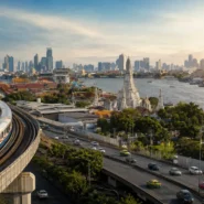 Bangkok airport to city center transport options including Airport Rail Link, taxi, Grab, Red Line train and airport bus