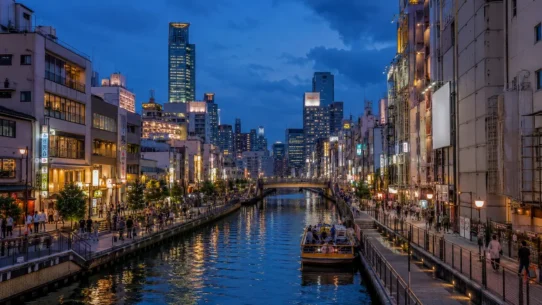 Osaka neighborhood comparison showing Namba, Umeda, Shin-Osaka, Tennoji and Universal City