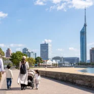 A family choosing a convenient child-friendly hotel near Hakata Station in Fukuoka