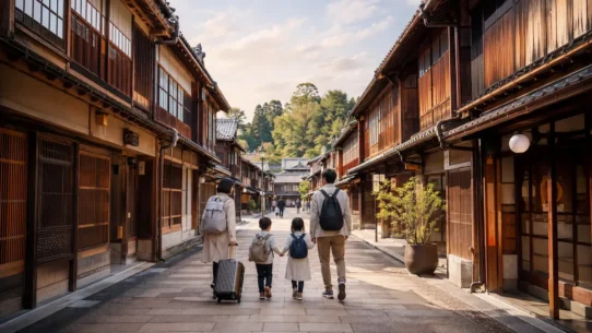 A family choosing the best family hotel in Kanazawa near major attractions and convenient transport