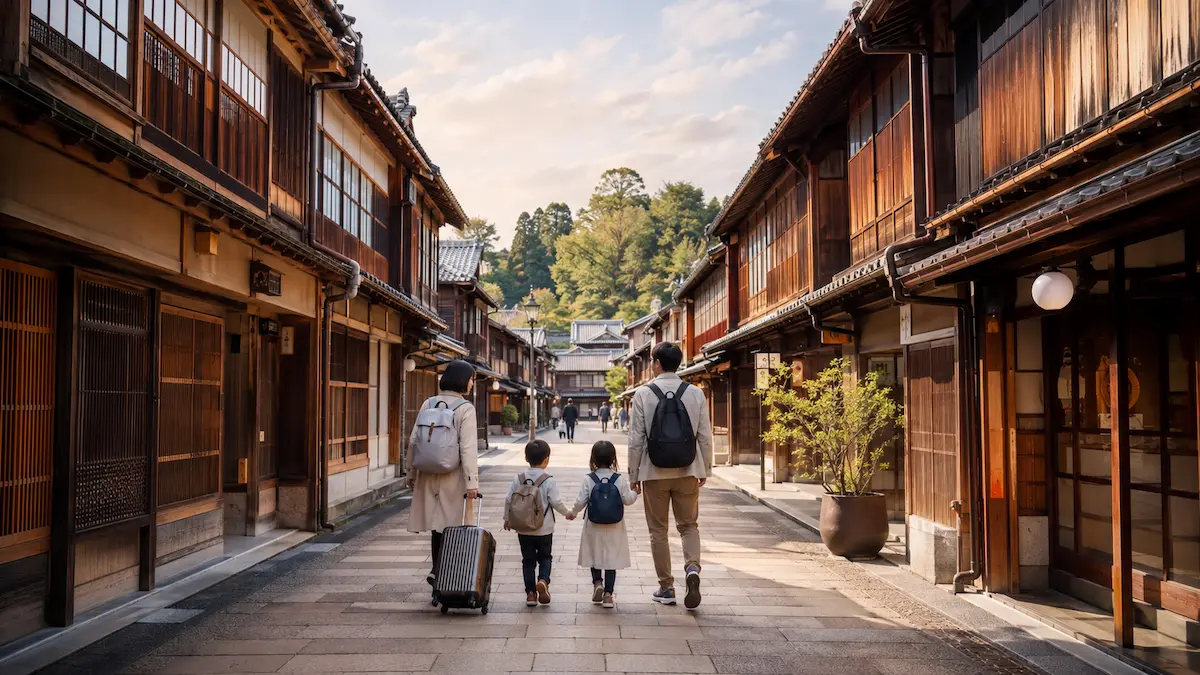 A family choosing the best family hotel in Kanazawa near major attractions and convenient transport