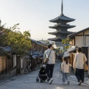 Family comparing the best family hotels in Kyoto near Kyoto Station and Gion
