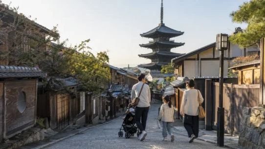 Family comparing the best family hotels in Kyoto near Kyoto Station and Gion
