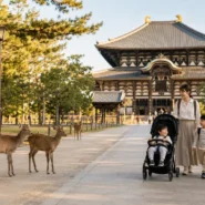 Family choosing a child-friendly hotel near Nara Park and Nara Station