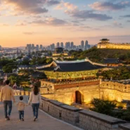 Family choosing among the best family hotels in Suwon near Suwon Station, Gwanggyo and Hwaseong Fortress