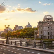 Hiroshima skyline and tram illustrating the best hotels in Hiroshima for luxury, mid-range and budget travelers