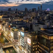 Osaka skyline and hotel options for different travel budgets