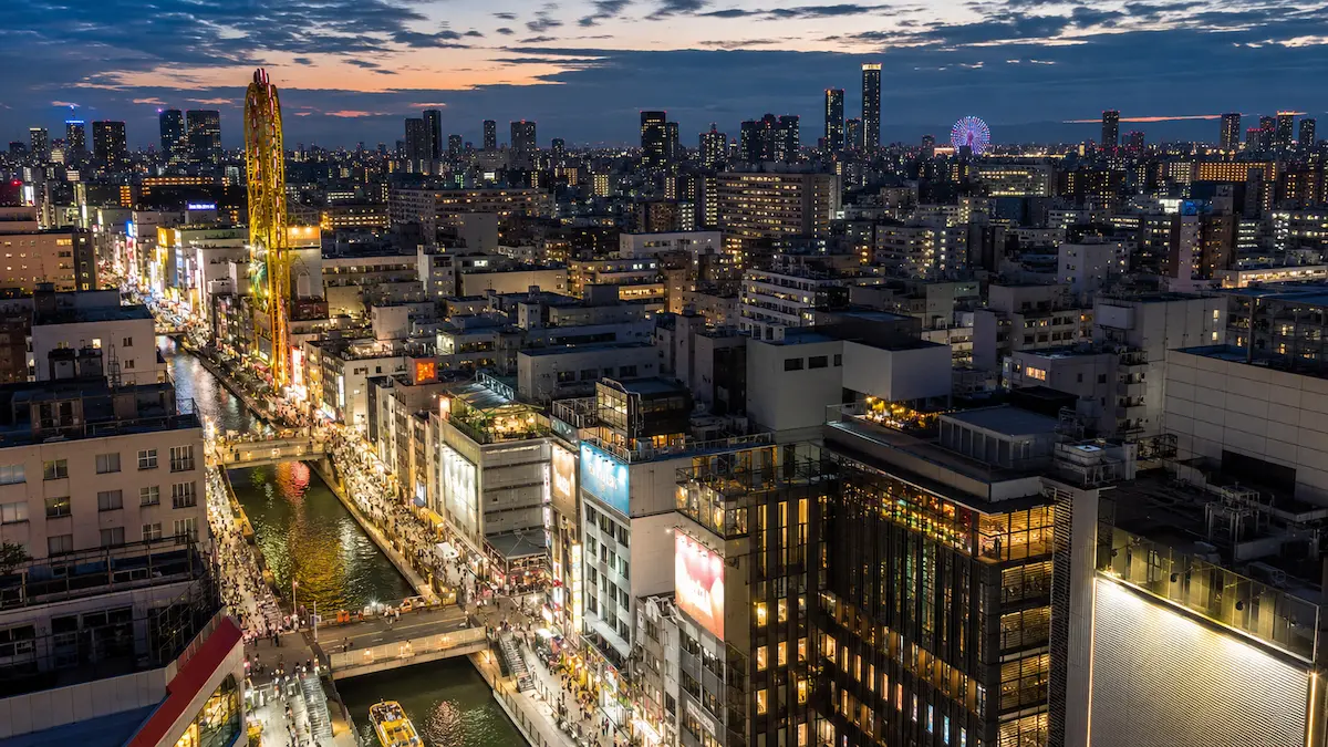 Osaka skyline and hotel options for different travel budgets