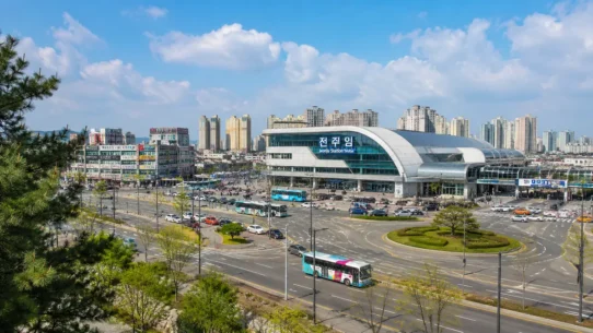 Jeonju Station and nearby hotels for KTX travelers in Jeonju, South Korea