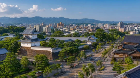 Kanazawa city center near Omicho Market and Kanazawa Castle