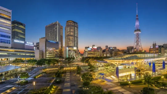 Nagoya skyline and hotels near Nagoya Station and Sakae city center