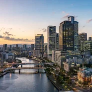 Osaka city center skyline near Namba, Shinsaibashi and Umeda hotels
