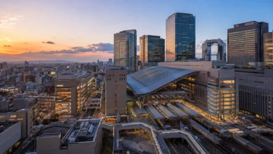 Osaka Station and Umeda skyline near the best centrally located hotels in Osaka