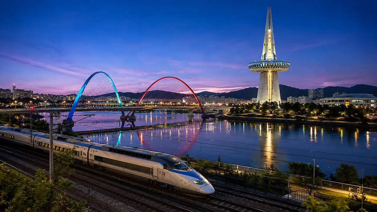 Daejeon transportation guide showing metro, bus and KTX travel options