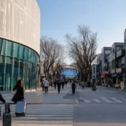 Traveler arriving at Gangneung Station and choosing transport to Gangneung city center