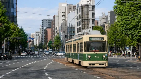 Hiroshima streetcar connecting Hiroshima Station with the city center