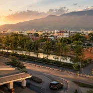 Travelers comparing transport options from Chiang Mai Airport to the city center