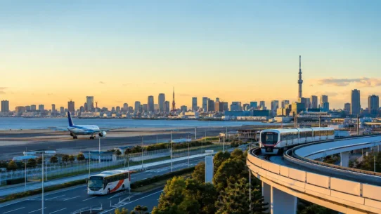 Comparison of train, monorail, limousine bus and taxi options from Haneda Airport to Tokyo