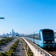Traveler with luggage using AREX and public transport in Incheon, South Korea