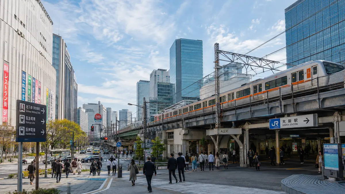 Osaka transportation signs and trains for first-time visitors