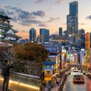 Osaka skyline, Dotonbori lights and Osaka Castle for a first-time travel guide