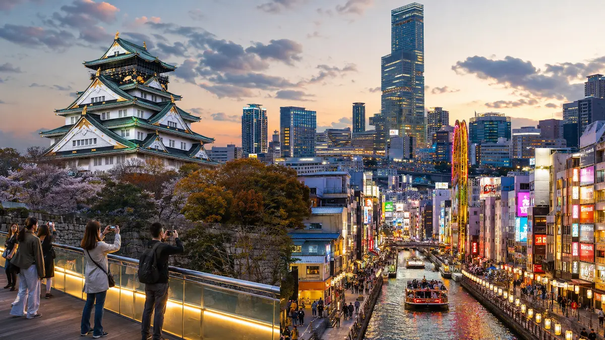 Osaka skyline, Dotonbori lights and Osaka Castle for a first-time travel guide