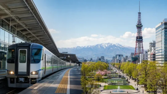 Transport options from New Chitose Airport to Sapporo city center, including the JR Rapid Airport train