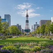 Sapporo city skyline and Odori Park for a first-time visitor travel guide