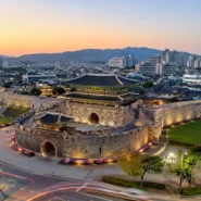 Suwon Hwaseong Fortress and city view for a first-time Suwon travel guide
