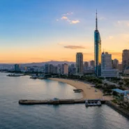 Map-style guide to the best areas to stay in Fukuoka for first-time visitors