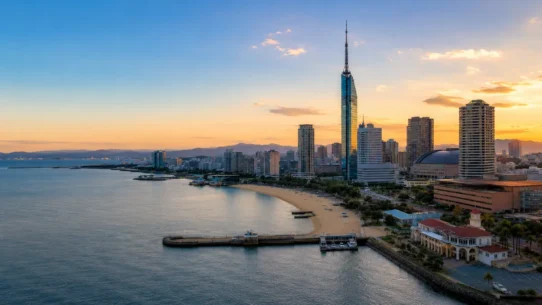 Map-style guide to the best areas to stay in Fukuoka for first-time visitors