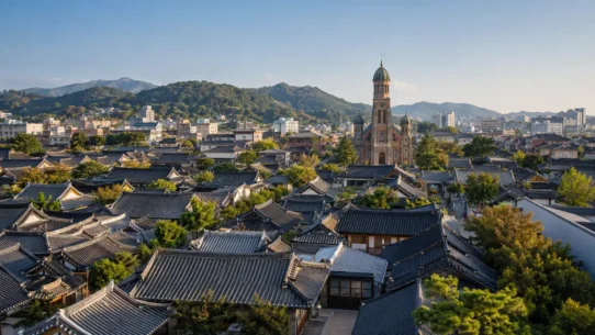 Map-style overview of the best areas to stay in Jeonju for first-time visitors