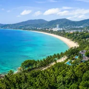 Aerial view of Phuket beaches for a where to stay in Phuket guide