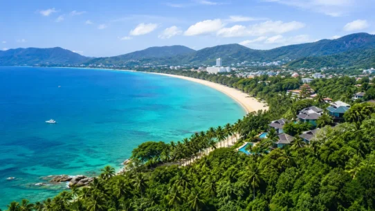 Aerial view of Phuket beaches for a where to stay in Phuket guide