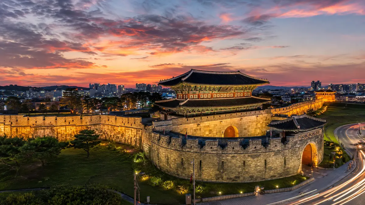 Suwon Hwaseong Fortress and modern Suwon neighborhoods for first-time visitors choosing where to stay